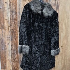 Dennis Basso Black Faux Fur Teddy Jacket 1X